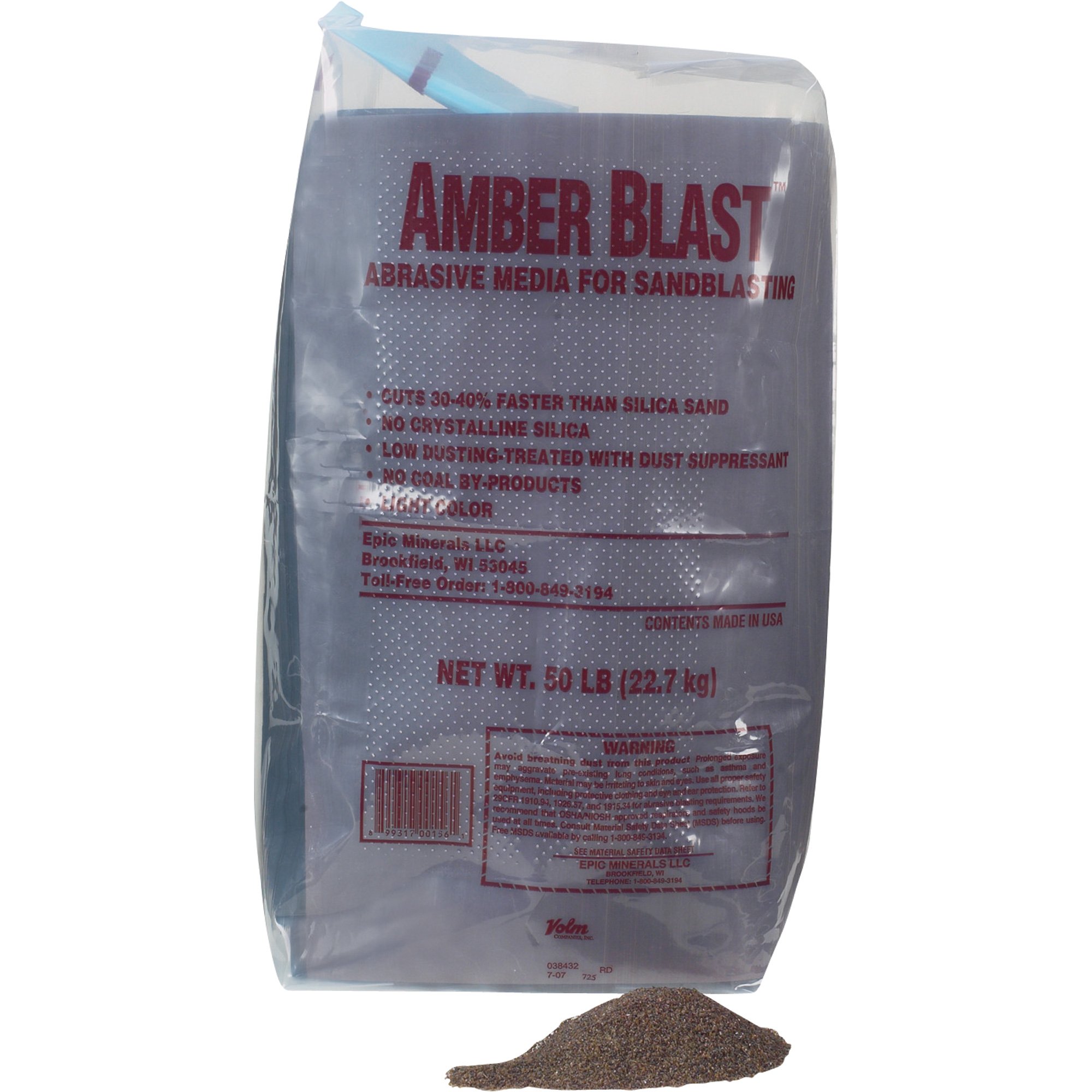 AmberBlast Medium Abrasive Blasting Grit — 50-Lb. Bag, 20/40 Grit, Model#
